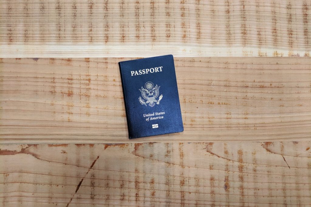 passport on table