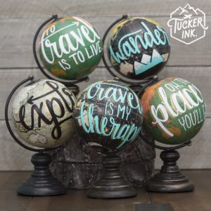 hand lettered custom globe